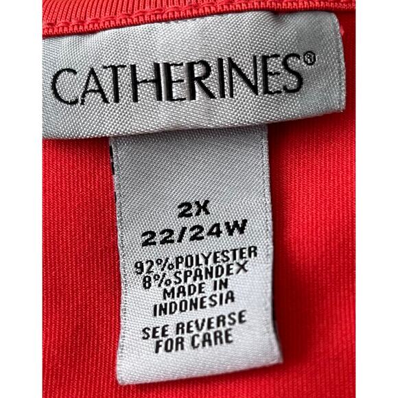 CATHERINES SLEEVELESS PULL-OVER SHELL-TOP, WOMENS, 2X-22/24, DEEP PEACH, LACE - Picture 7 of 8